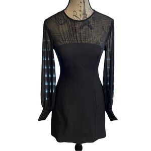 Maeve Black Long Sleeve Dress with Sheer Detail